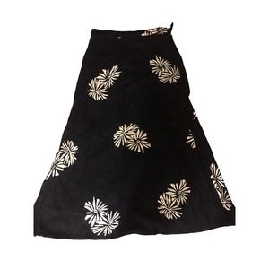 Ladies Maxi Skirt One Sz MEDIUM Black Cream Floral by Wind River Side Zip A Line